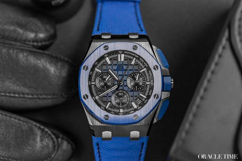 愛彼皇家橡樹離岸型自動上鏈計時黑色和藍(lán)色陶瓷腕表-復(fù)刻表